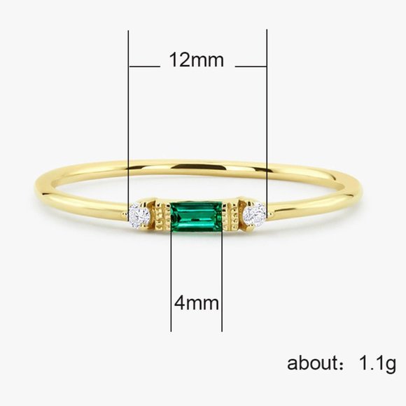 🎁 Gold Green Chic Rectangle Round Gems Dainty Ring for Women, VIP173 - Picture 5 of 5